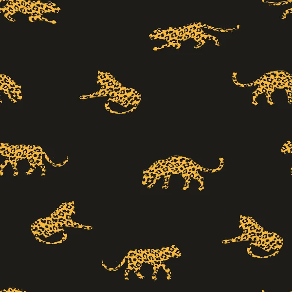 Безшовний екзотичний візерунок з абстрактними силуетами леопардів . — стоковий вектор
