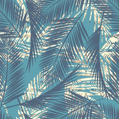 Kabile etnik seamless modeli palm ile bırakır. Vektör arka plan