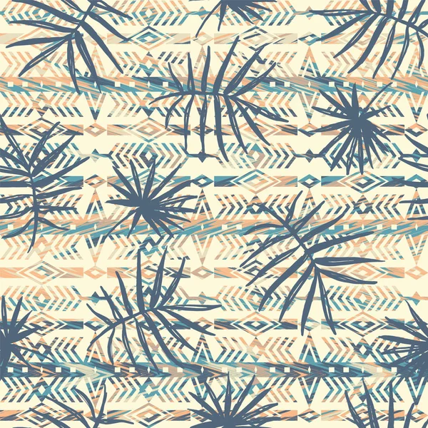 Tribal ethnic seamless pattern with palm leaves. — Stock Vector