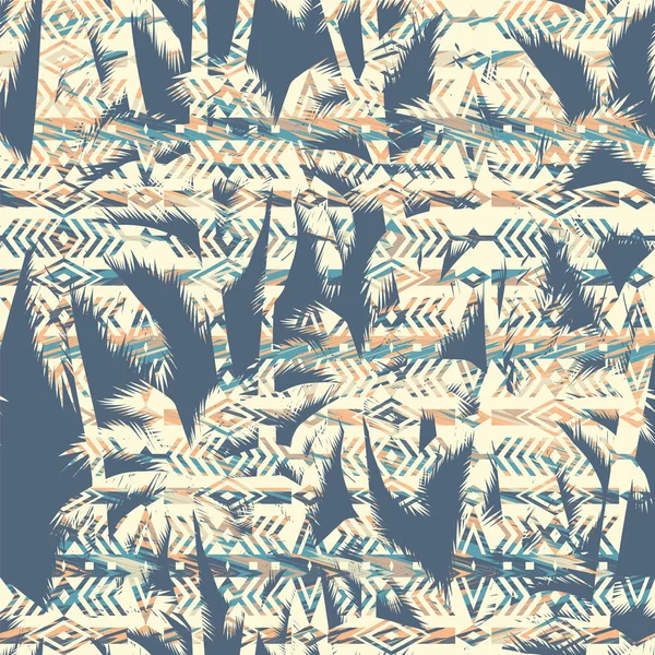 Modèle sans couture ethnique tribal avec palmier . — Image vectorielle