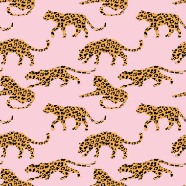 Leopar soyut siluetleri ile Seamless egzotik modeli.
