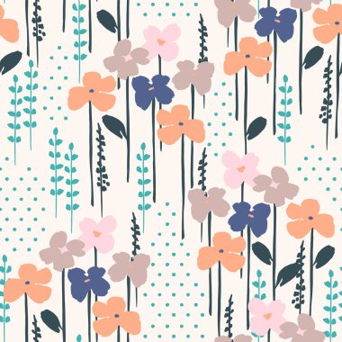 Çiçeksel, soyut, pürüzsüz desen. Farklı surfaslar için vektör tasarımı.