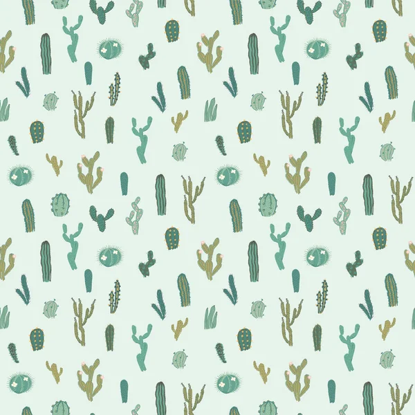 Vector seamless pattern with cactus. Repeated texture with green cacti. — Stock Vector