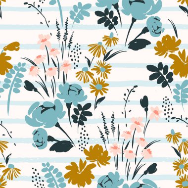 Çiçeksel, soyut, pürüzsüz desen. Farklı surfaslar için vektör tasarımı.