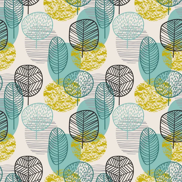 Abstract autumn seamless pattern with trees. Vector background for various surface.