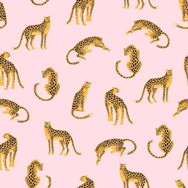 Modèle exotique sans couture avec des silhouettes abstraites de léopards . — Image vectorielle