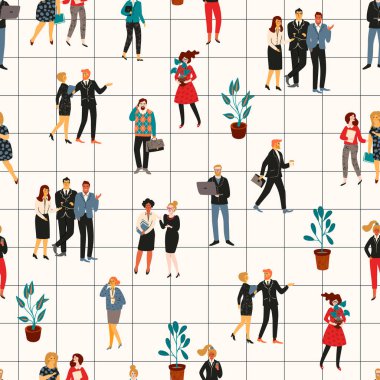 Vectior office kişi ile seamless modeli. Ofis çalışanları, iş adamları, yöneticileri.