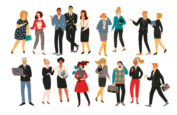 Ilustração Vectior de pessoas de escritório. Trabalhadores de escritório, empresários, gestores . —  Vetores de Stock