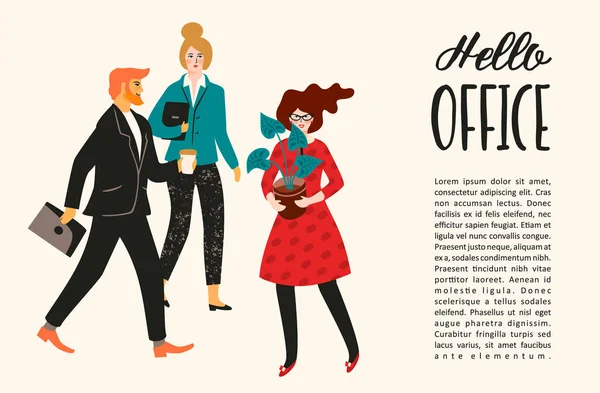 Vectior illustratie van office mensen. Kantoorpersoneel, ondernemers, managers. — Stockvector