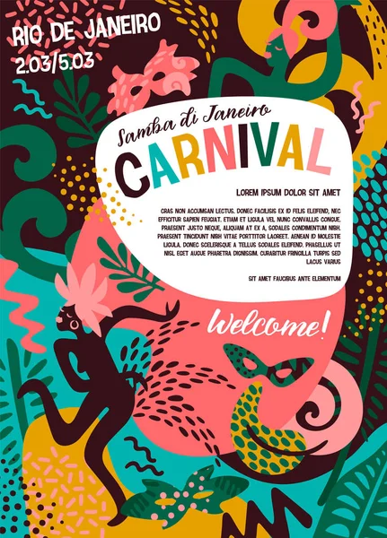 Carnaval brésilien. Illustration vectorielle avec des éléments abstraits tendance . — Image vectorielle