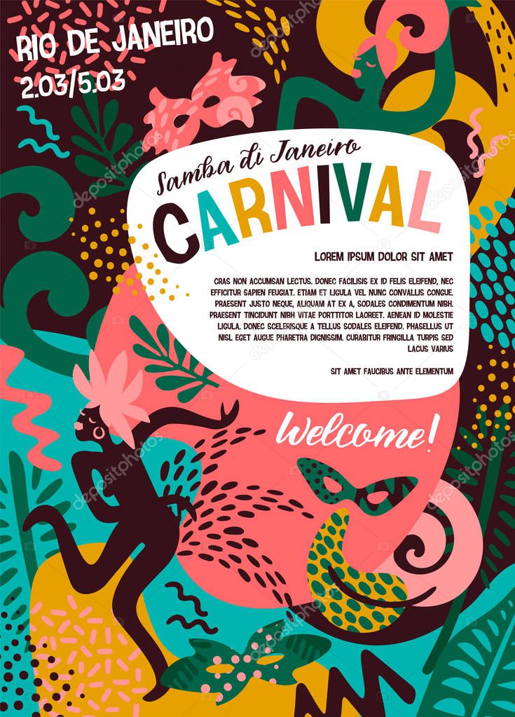 Brazil carnival. Vector illustration with trendy abstract elements.