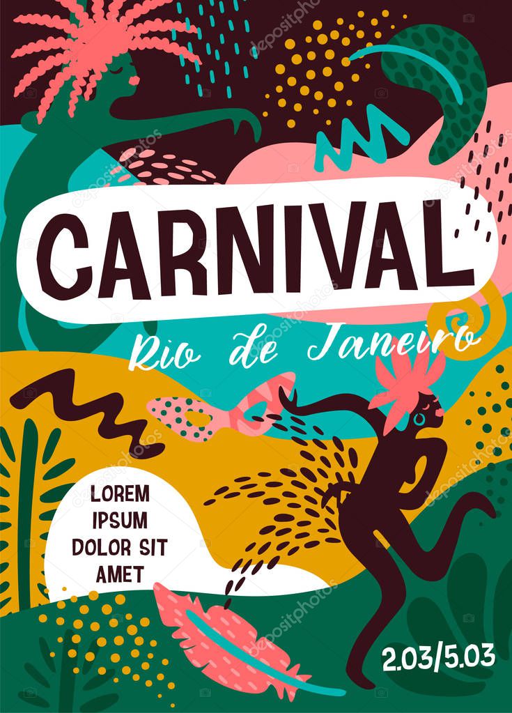 Brazil carnival. Vector illustration with trendy abstract elements. Poster design for carnival concept and other users