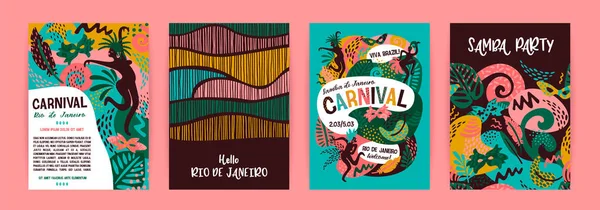 Carnaval do Brasil. Modelos vetoriais com elementos abstratos da moda . —  Vetores de Stock