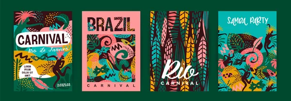 Carnaval brésilien. Modèles vectoriels avec des éléments abstraits tendance . — Image vectorielle