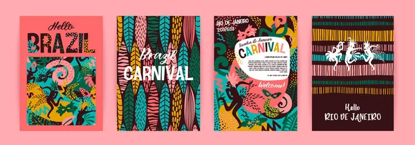 Brasilien karneval. Vektorskabeloner med trendy abstrakte elementer . – Stock-vektor