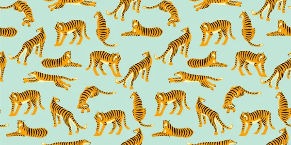 Varrat nélküli egzotikus mintát a tigrisek. Vector design. — Stock Vector
