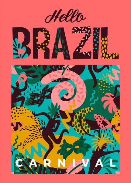 Brasilianischer Karneval. Vektorillustration mit trendigen abstrakten Elementen. — Stockvektor