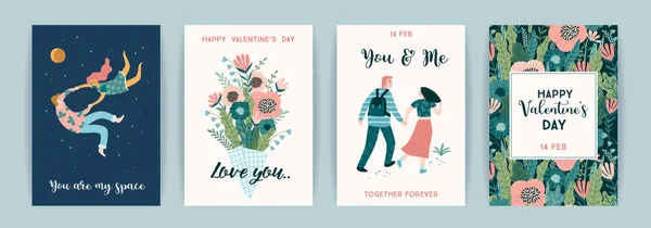 Conjunto romântico de ilustração fofa. Conceito de design vetorial para o Dia dos Namorados e outros usuários . — Vetor de Stock