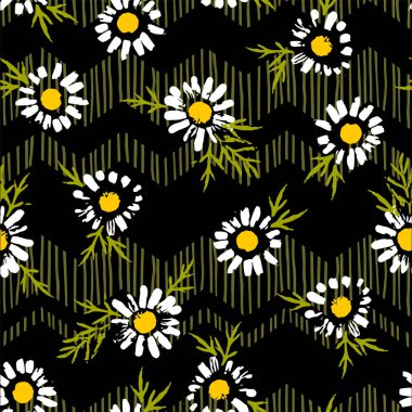 Papatya çayı ile soyut, dikişsiz desen. Moda el yapımı kumaşlar. Kağıt, kapak, kumaş ve diğer kullanıcılar için modern soyut tasarım