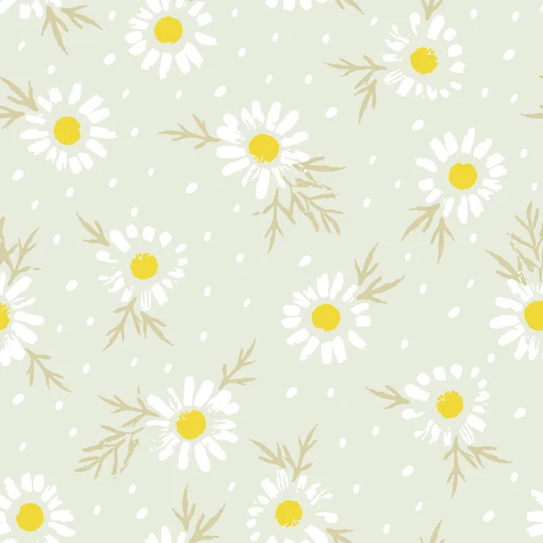Abstract Floral Seamless Pattern Chamomile Trendy Hand Drawn Textures Modern — Stock Vector