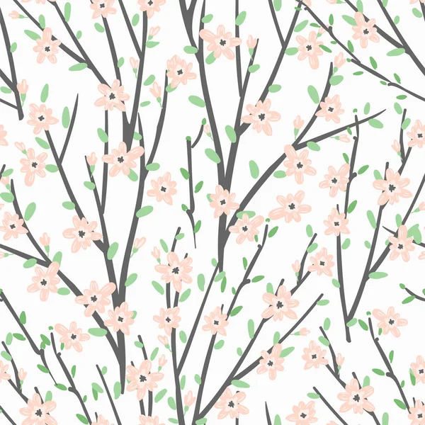Patrón floral vectorial con flores y ramas . — Vector de stock