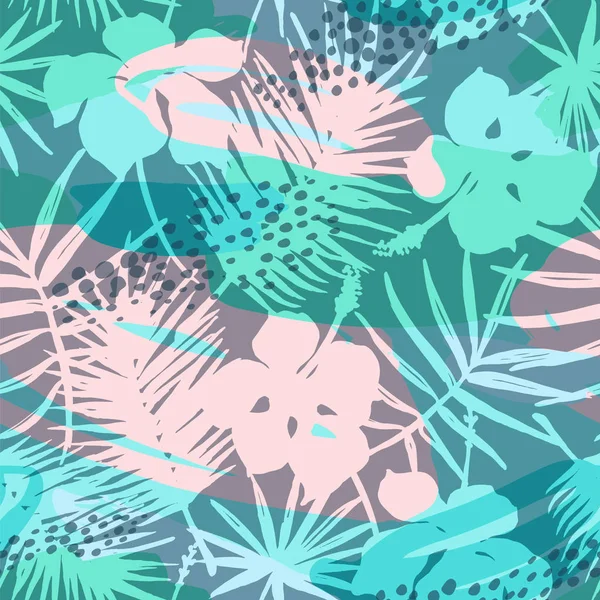 Patrón exótico sin costuras con plantas tropicales. Fondo vectorial . — Vector de stock