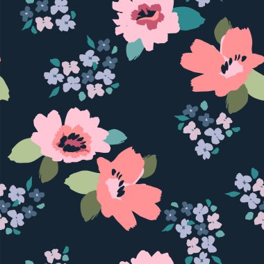 Çiçeksel, soyut, pürüzsüz desen. Farklı surfaslar için vektör tasarımı.
