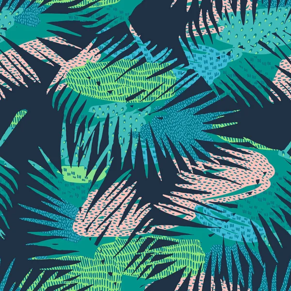 Patrón exótico sin costuras con plantas tropicales. Fondo vectorial . — Vector de stock