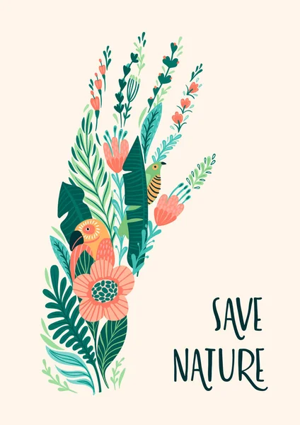 Save Nature. Earth Day. Vector template, design element — Stock Vector