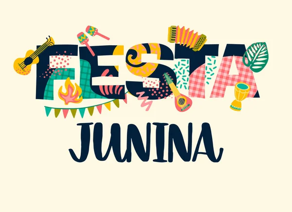 Vacances en Amérique latine, la fête de juin du Brésil. Festa Junina . — Image vectorielle