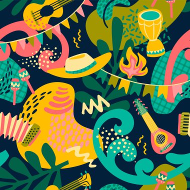 Latin Amerika tatili, Brezilya'nın Haziran partisi. Festa Junina. Dikişsiz desen