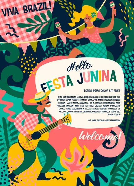 Latin-amerikai ünnep, a júniusi párt a brazil. Festa Junina. — Stock Vector