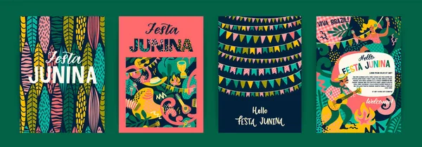 Латиноамериканский праздник, июньская вечеринка в Бразилии. Феста-Юнина . — стоковый вектор