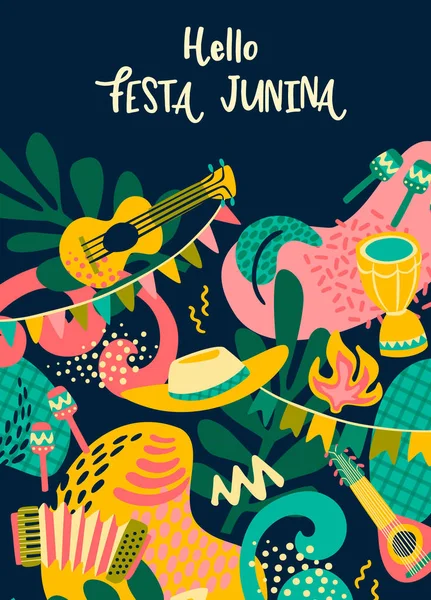 Vacanza latinoamericana, la festa di giugno del Brasile. Festa Junina . — Vettoriale Stock
