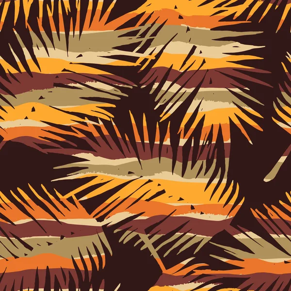 Nahtloses abstraktes Muster mit tropischen Blättern. Vektorvorlage. — Stockvektor