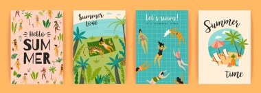 Eğlenceli yaz illüstrasyon ile Vektör şablonları. Tasarım öğesi