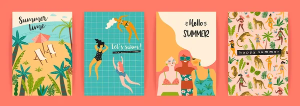 Vektor mallar med rolig sommar illustration. Design element — Stock vektor