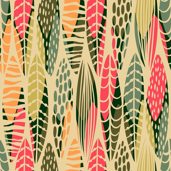 Modèle abstrait sans couture avec des feuilles tropicales. Modèle vectoriel. — Image vectorielle