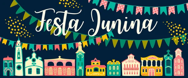 Vacances en Amérique latine, la fête de juin du Brésil. Festa Junina. Bannière vectorielle — Image vectorielle