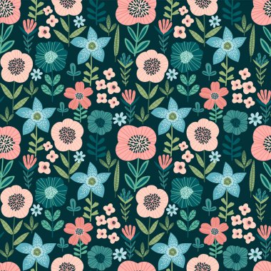 Floral Dikişsiz desen. Kağıt, kapak, kumaş, iç dekor için vektör tasarımı