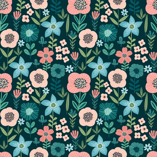 Patrón sin costura floral. Diseño vectorial para papel, cubierta, tela, decoración de interiores — Archivo Imágenes Vectoriales