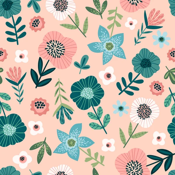 Naadloze bloemen patroon. Vector ontwerp voor papier, cover, stof, interieur — Stockvector