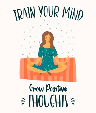 Meditasyon kadının vektör illüstrasyon. Heathy yaşam tarzı.