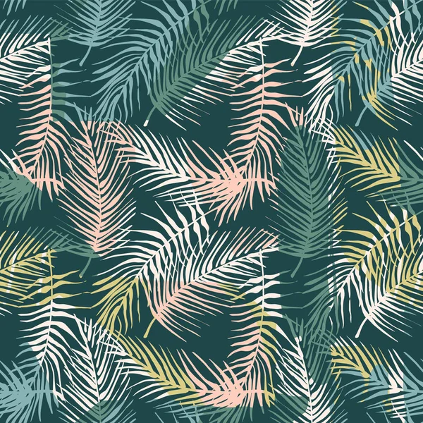 Abstract creative seamless pattern with tropical plants and artistic background. — Stock Vector