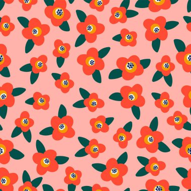 Floral Dikişsiz desen. Kağıt, kapak, kumaş, iç dekor için vektör tasarımı