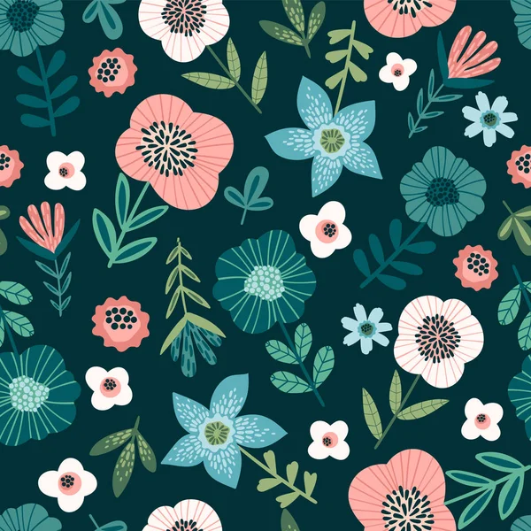 Patrón sin costura floral. Diseño vectorial para papel, cubierta, tela, decoración de interiores — Archivo Imágenes Vectoriales