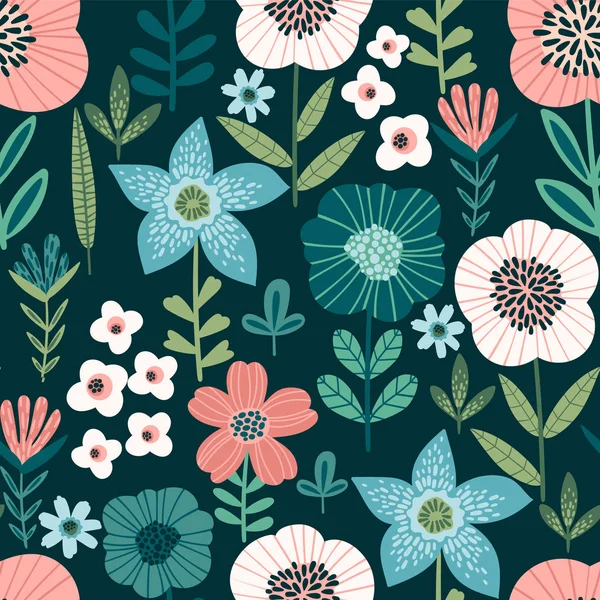 Patrón sin costura floral. Diseño vectorial para papel, cubierta, tela, decoración de interiores — Vector de stock