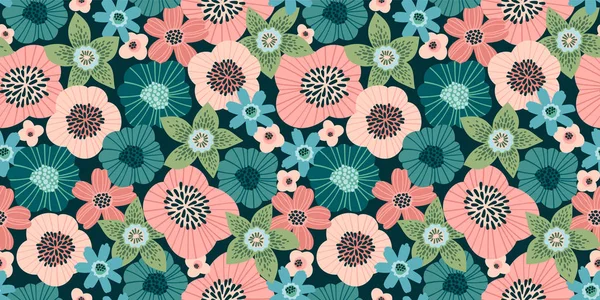 Floral seamless pattern. Vector design for paper, cover, fabric, interior decor — Stock Vector