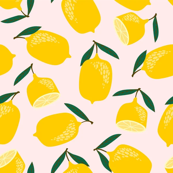 Modèle vectoriel sans couture avec des citrons. Textures dessinées à la main à la mode . — Image vectorielle