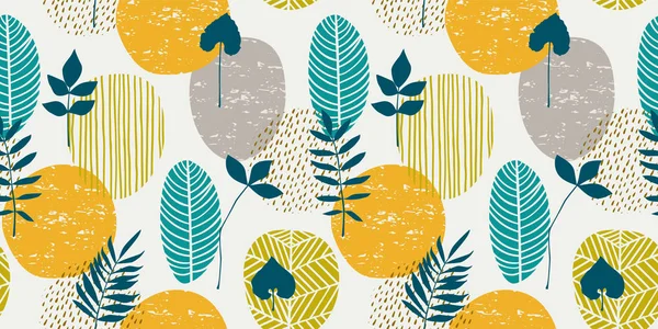 Abstract autumn seamless pattern with leaves. Vector background for various surface. — Stock Vector